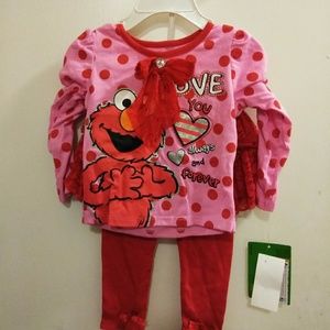 Cute pink and red elmo set girl